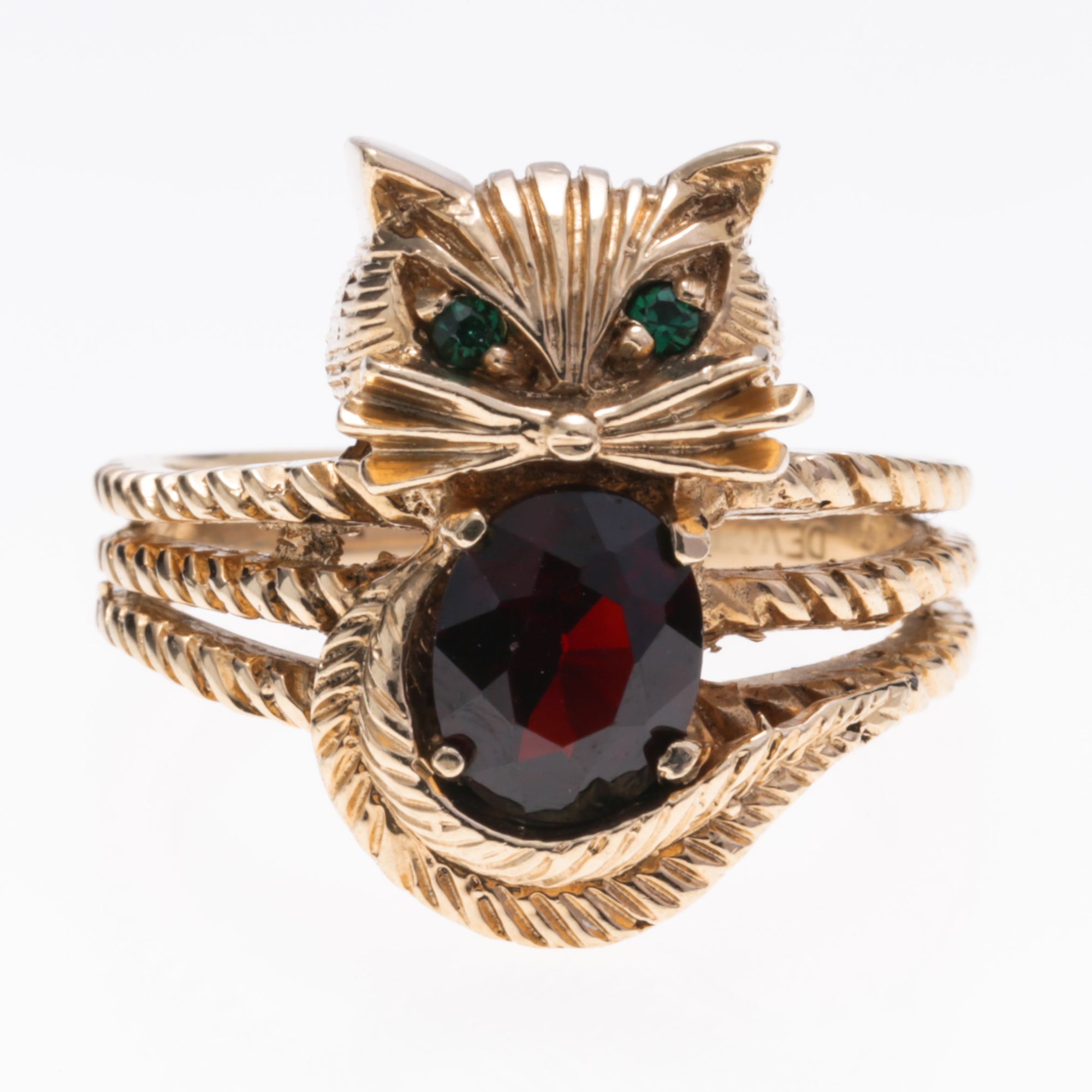 10K Yellow Gold Garnet and Glass Ring | 1.44ct, 0.02ctw | SZ 6.75