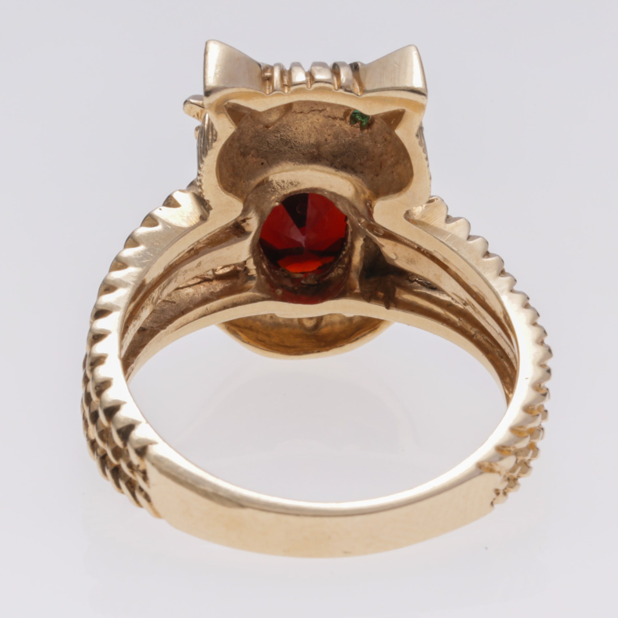 10K Yellow Gold Garnet and Glass Ring | 1.44ct, 0.02ctw | SZ 6.75