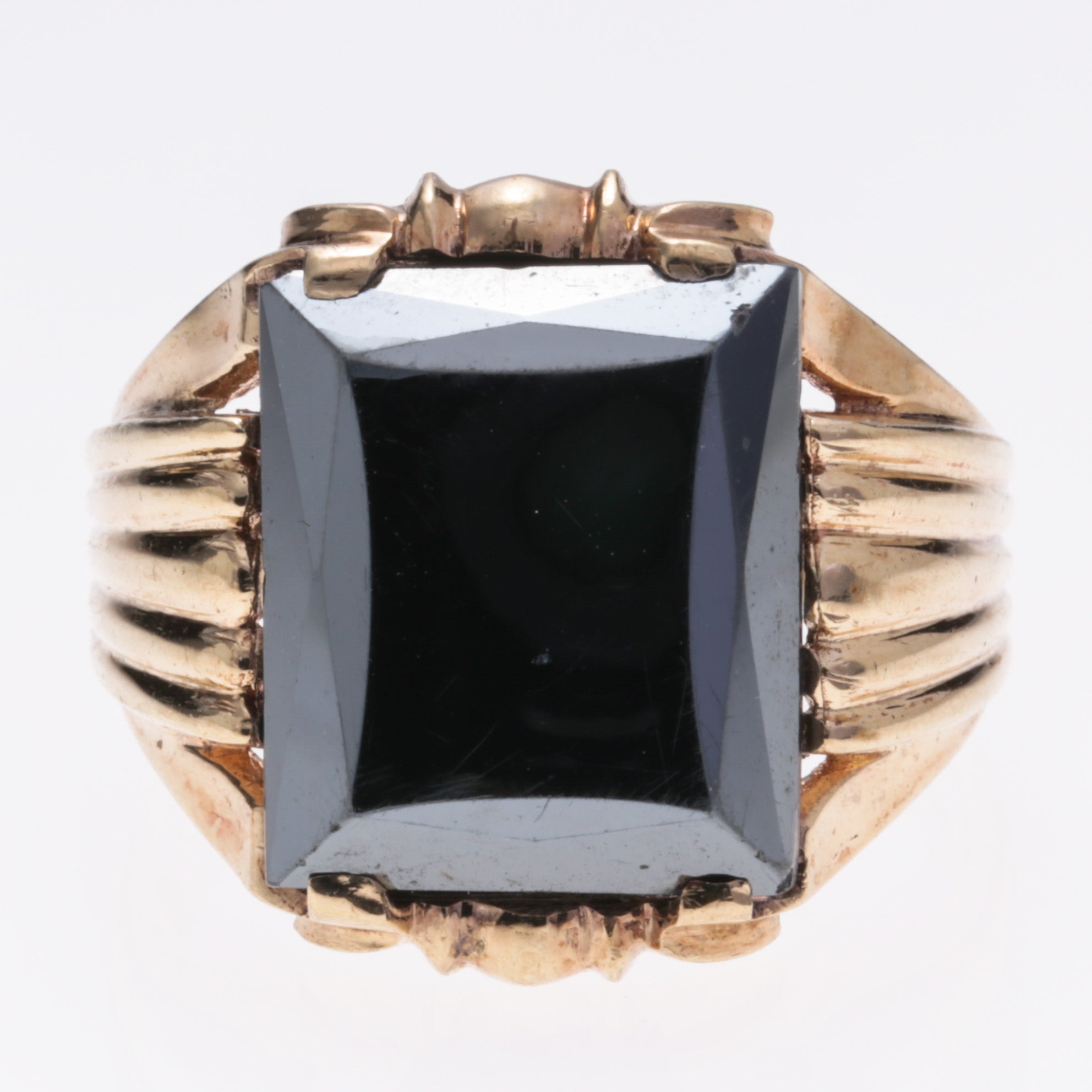 10K Yellow Gold Hematite Ring | 0.92ct | SZ 8.75