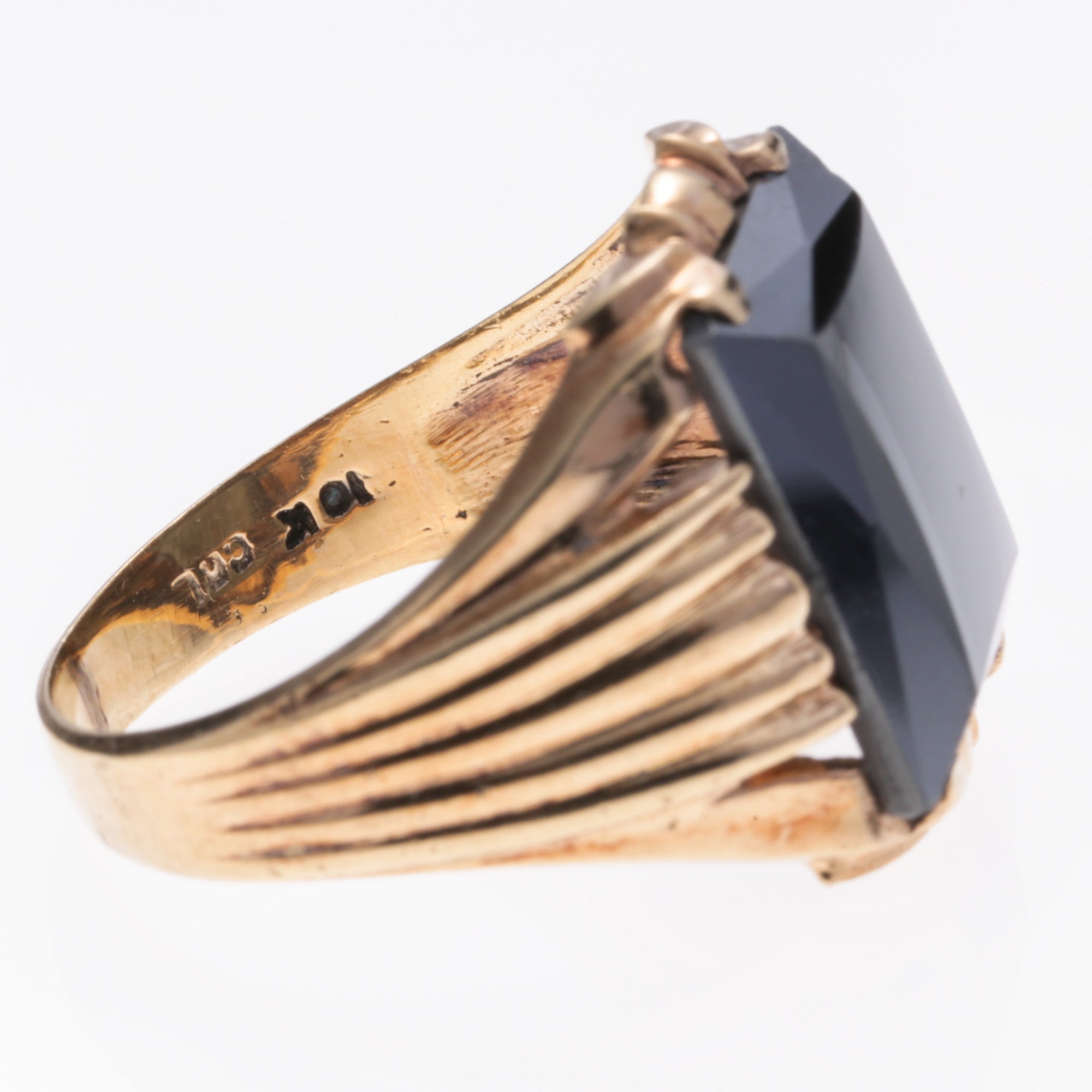 10K Yellow Gold Hematite Ring | 0.92ct | SZ 8.75