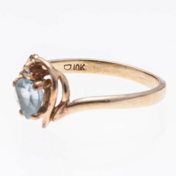 10K Yellow Gold Blue Topaz and Diamond Ring | 0.62ct, 0.005ct | SZ 5.75