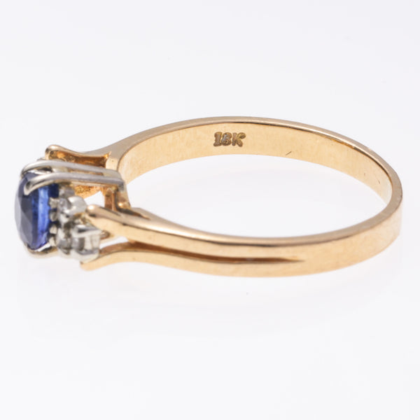 18K Yellow Gold Sapphire and Diamond Ring | 0.60ctw, 0.10ctw | SZ 5.25