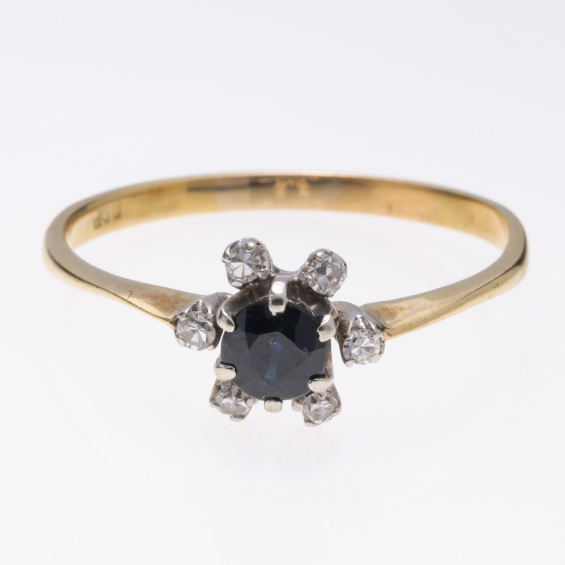 18K Yellow Gold Sapphire and Diamond Ring | 0.51ct, 0.09ctw | SZ 9.25