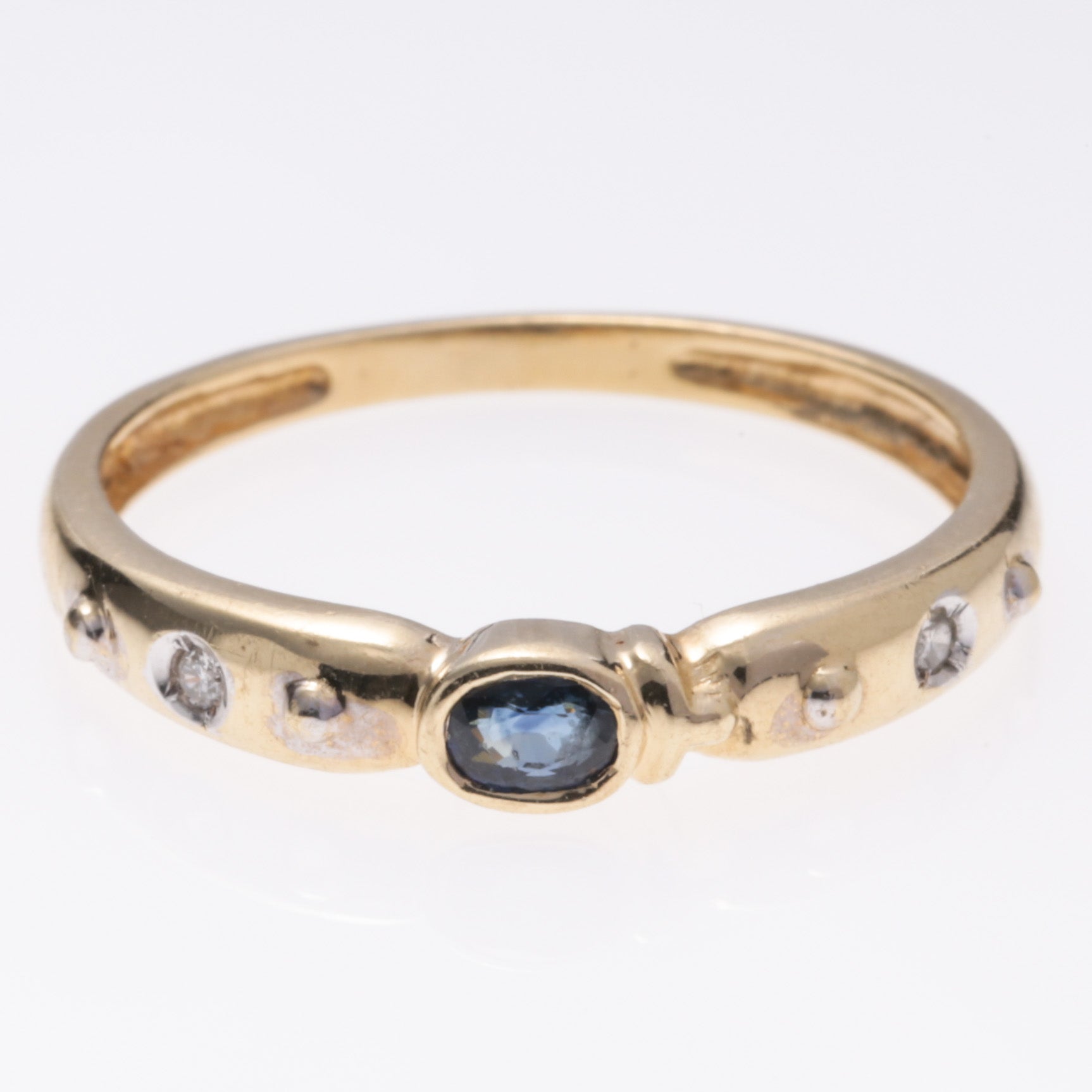 14k Yellow Gold Sapphire and Diamond Ring | 0.14ct, 0.02ctw | SZ 7