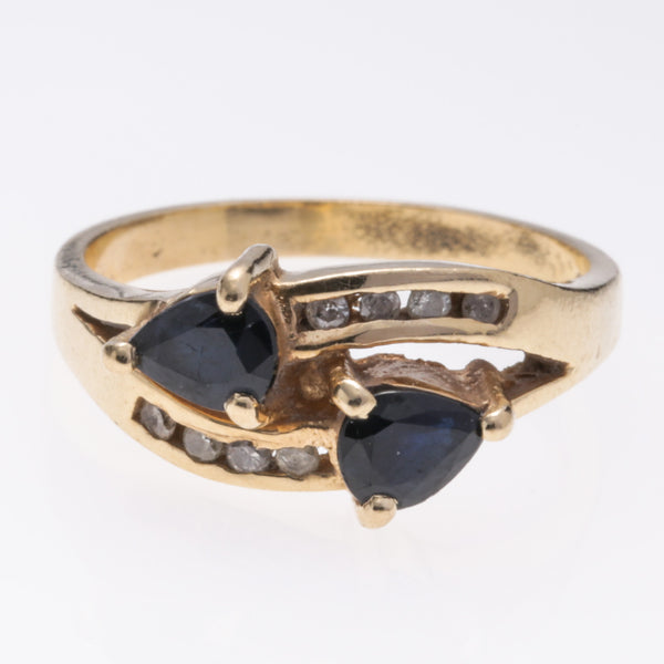 14k Yellow Gold Sapphire and Diamond Ring | 0.936ctw, 0.12ctw | SZ 6