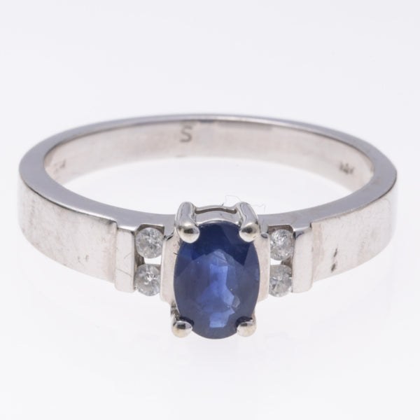 14k White Gold Sapphire and Diamond Ring | 0.59ct, 0.08ctw | SZ 6.5