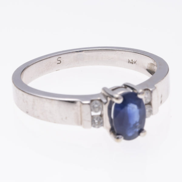 14k White Gold Sapphire and Diamond Ring | 0.59ct, 0.08ctw | SZ 6.5