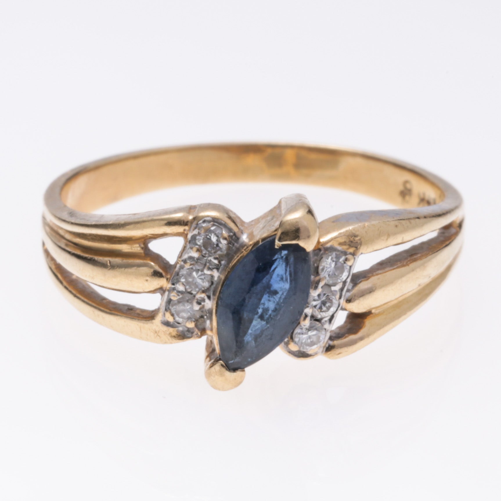 14k Yellow Gold Sapphire and Diamond Ring | 0.35ct, 0.09ctw | SZ 5.75