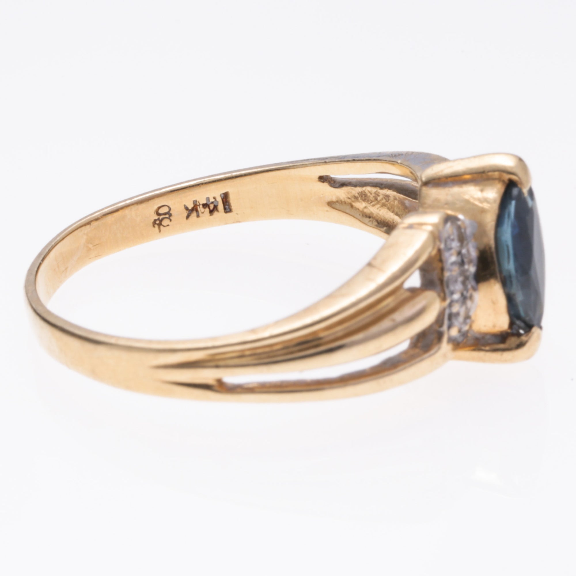 14k Yellow Gold Sapphire and Diamond Ring | 0.35ct, 0.09ctw | SZ 5.75