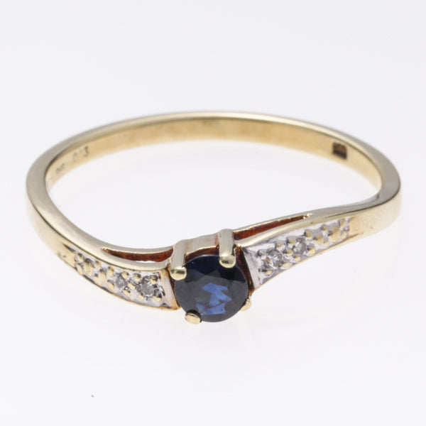 14k Yellow Gold Sapphire and Diamond Ring | 0.19ct, 0.03ctw | SZ 6.75