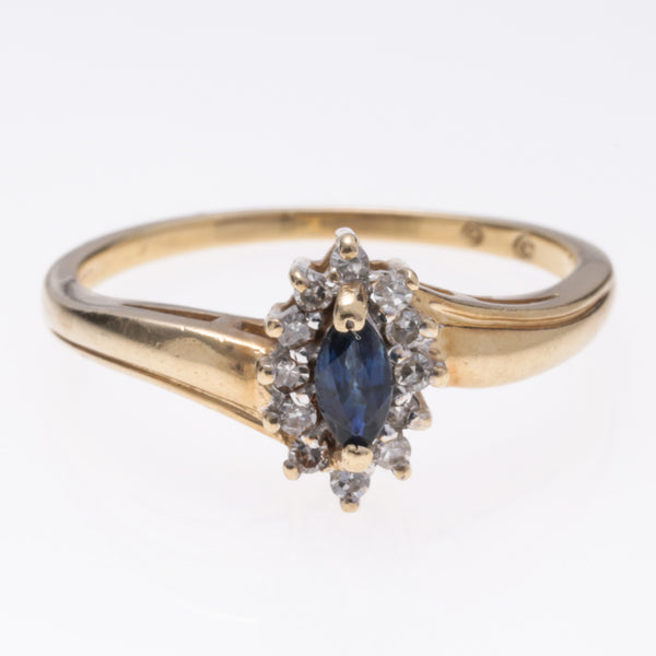 14k Yellow Gold Sapphire and Diamond Ring | 0.175ct, 0.18ctw | SZ 7.5