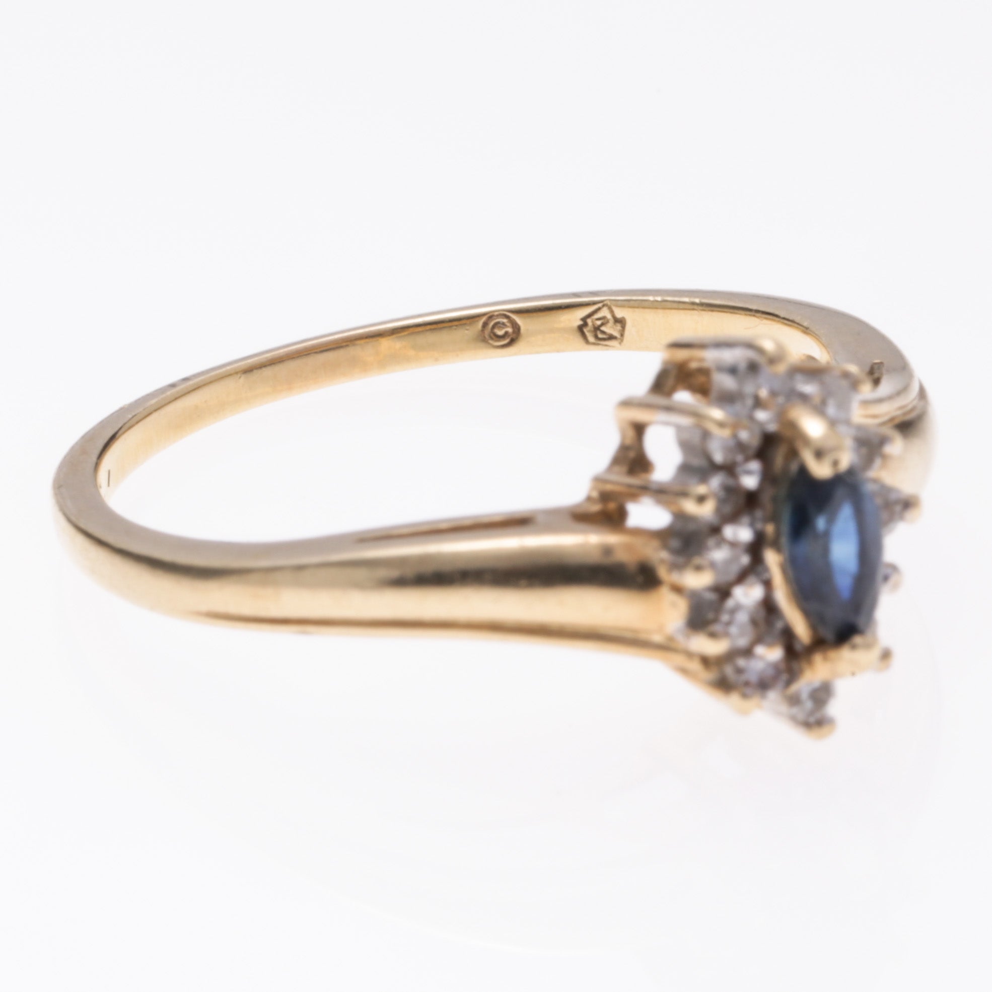 14k Yellow Gold Sapphire and Diamond Ring | 0.175ct, 0.18ctw | SZ 7.5