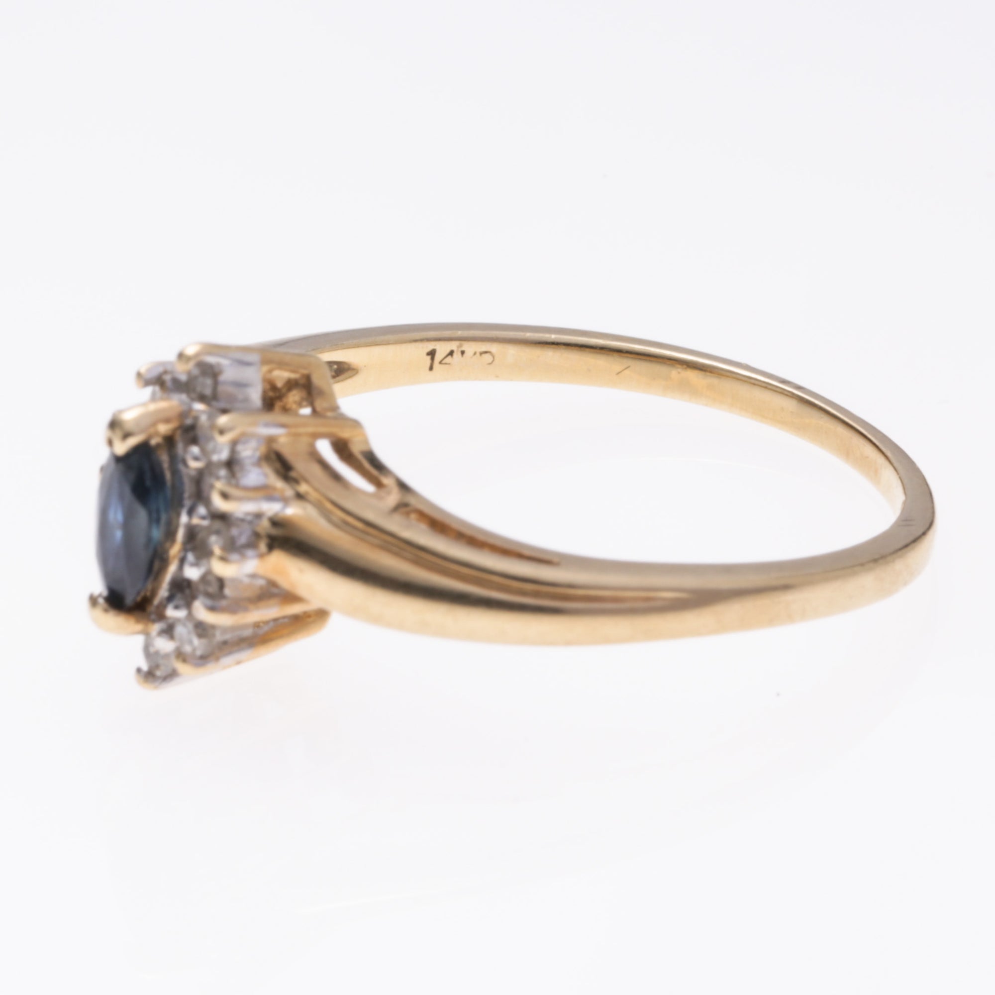 14k Yellow Gold Sapphire and Diamond Ring | 0.175ct, 0.18ctw | SZ 7.5