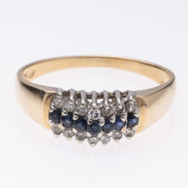 14k Yellow Gold Sapphire and Diamond Ring | 0.16ctw, 0.21ctw | SZ 6.75