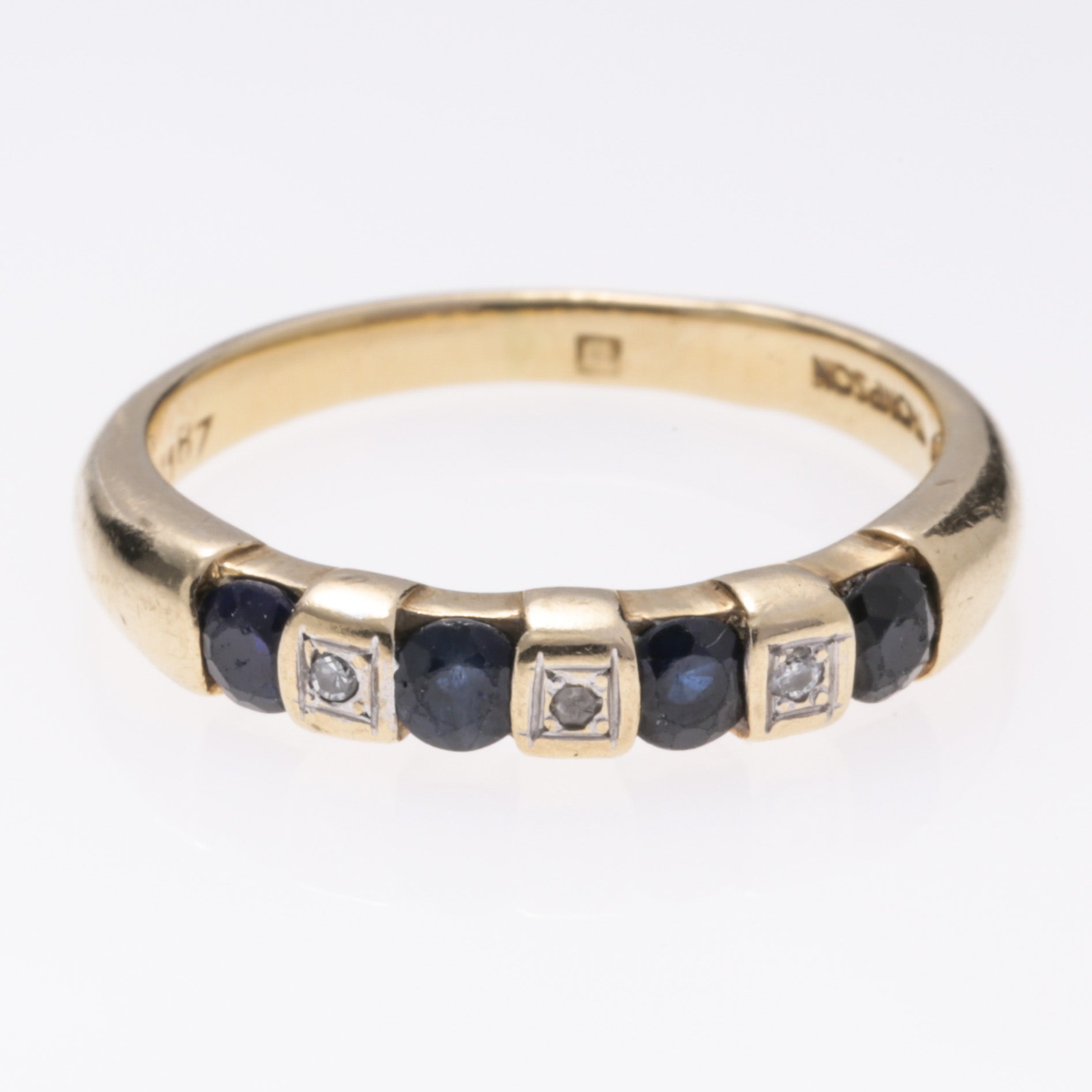 14k Yellow Gold Sapphire and Diamond Ring | 0.42ctw, 0.015ctw | SZ 7