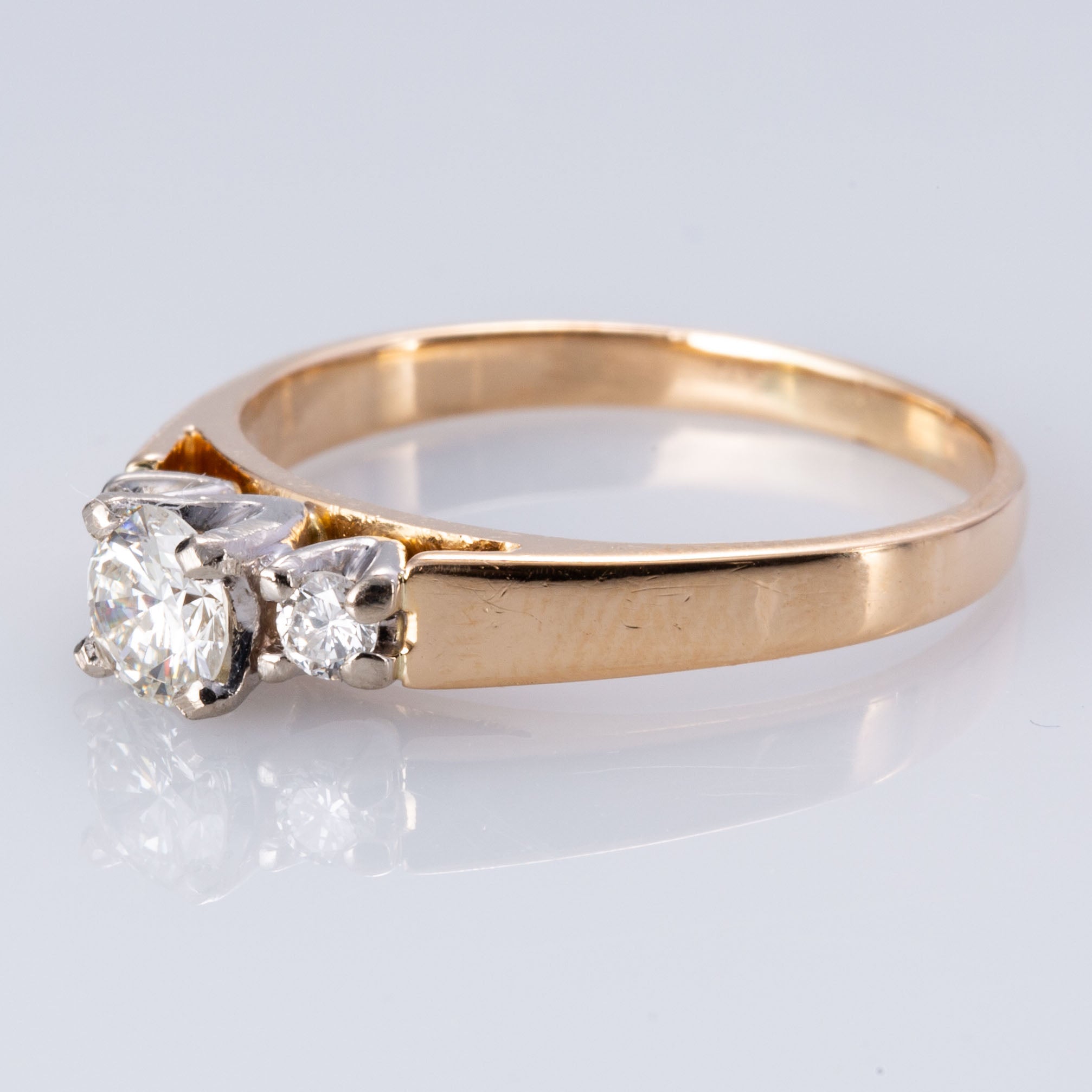 14K Yellow Gold Trio Diamond Ring | 0.49 ctw | SZ 7.25 |