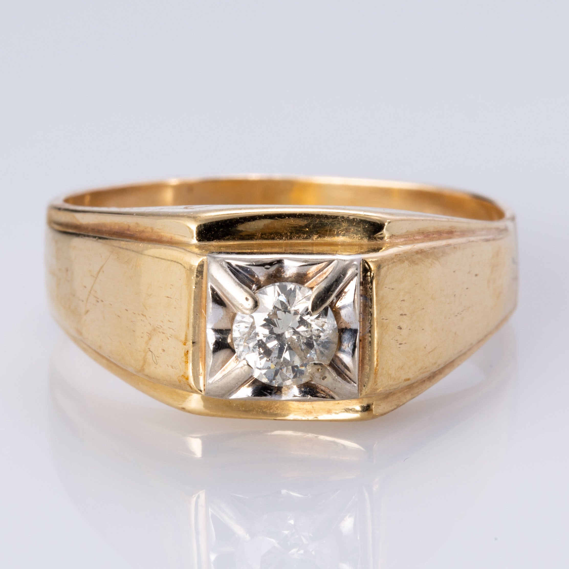 10K Yellow and White Gold 4-Prong Diamond Ring | 0.64 ct | SZ 13 |