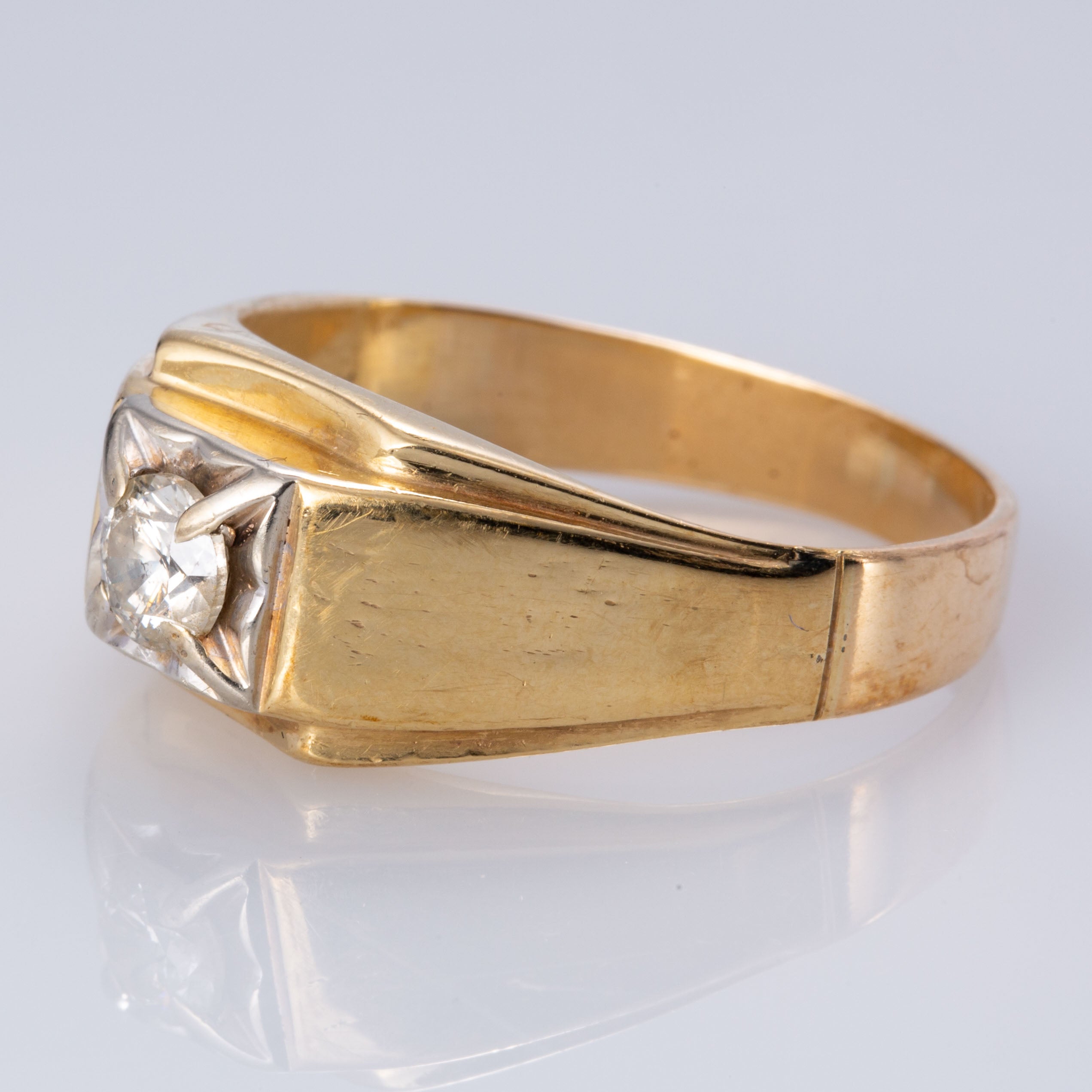 10K Yellow and White Gold 4-Prong Diamond Ring | 0.64 ct | SZ 13 |