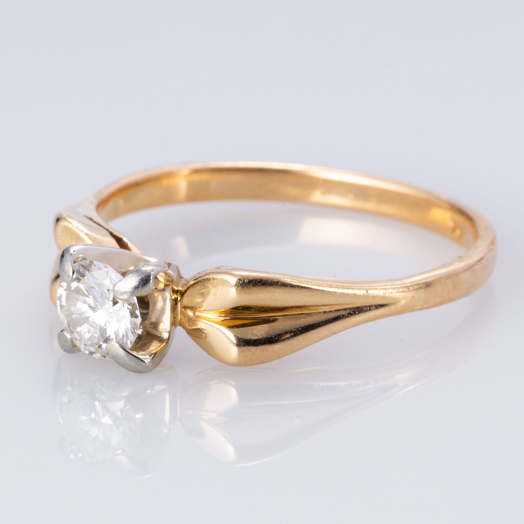 14K Yellow and White Gold 4-Prong Diamond Ring | 0.37 ct | SZ 8 |