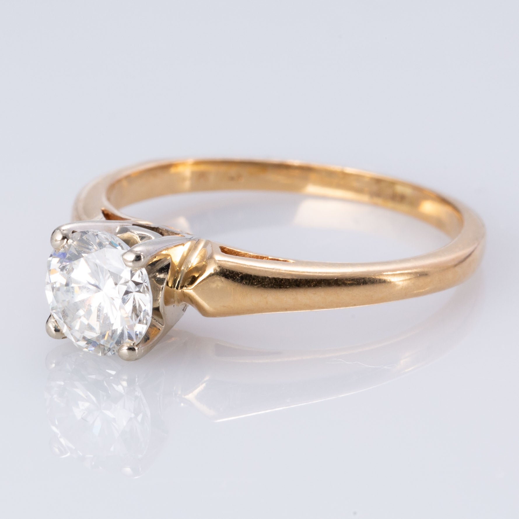 14K Yellow and White Gold 4-Prong Diamond Ring | 0.74 ct | SZ 5.75 |