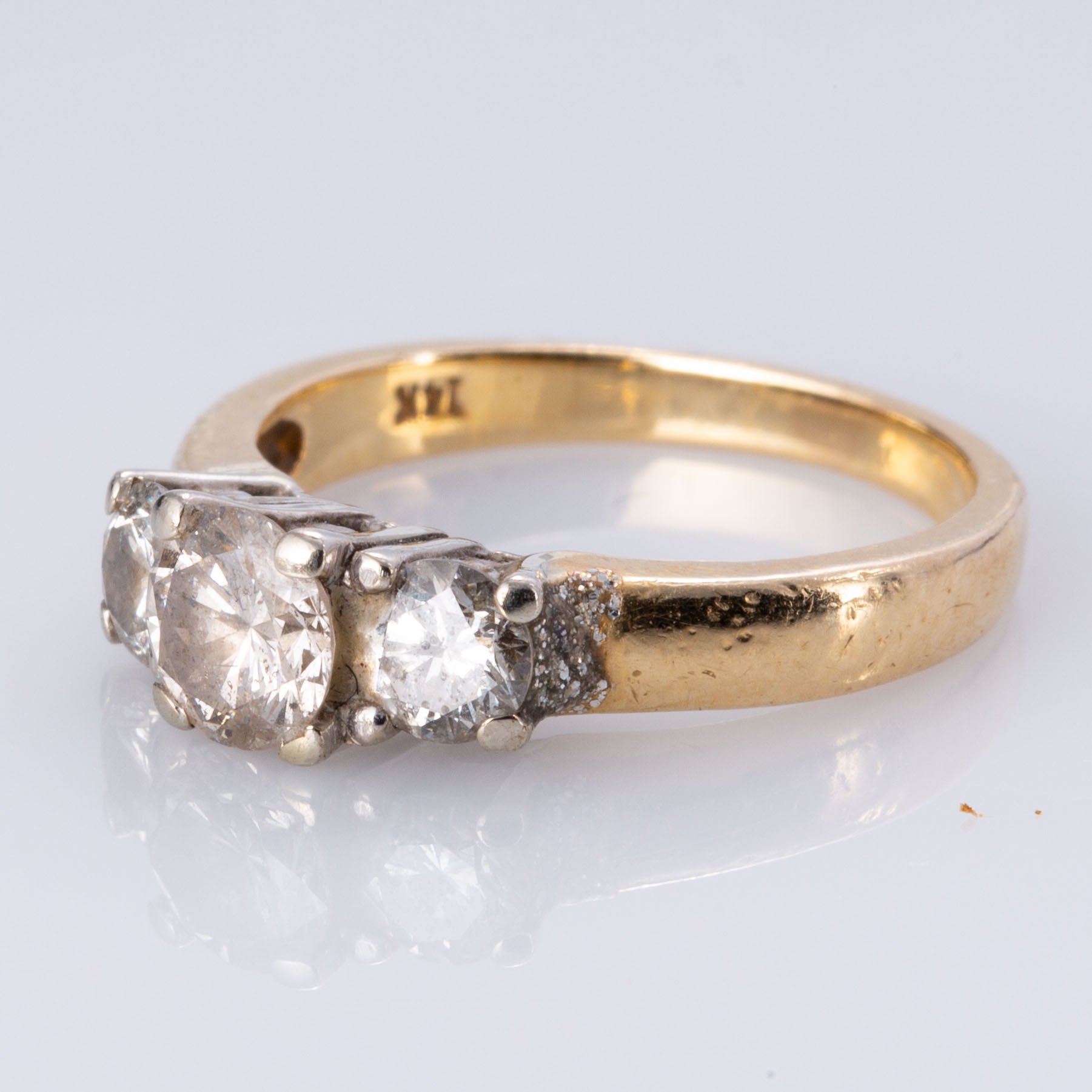 14K Yellow and White Gold Trio Diamond Ring | 1.04 ctw | SZ 5 |