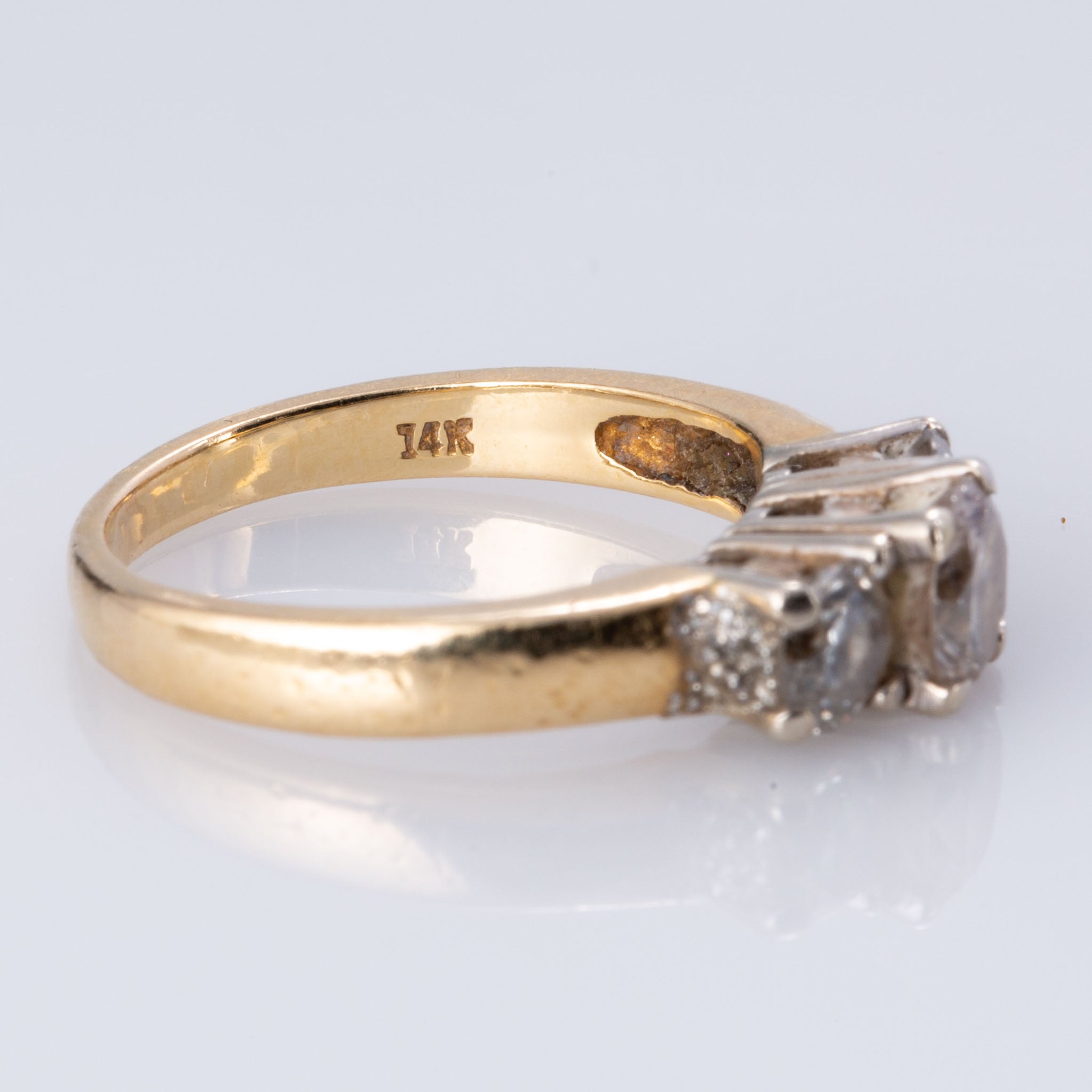 14K Yellow and White Gold Trio Diamond Ring | 1.04 ctw | SZ 5 |