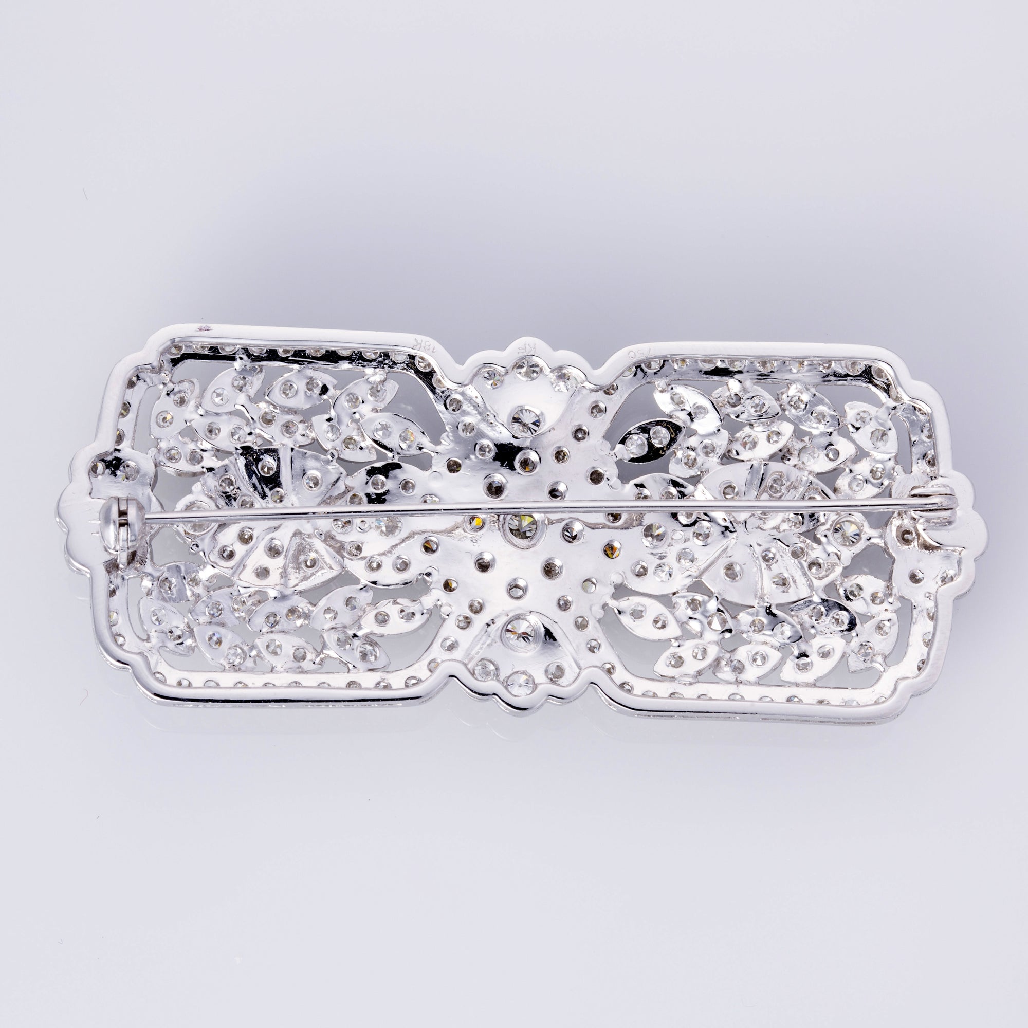 18K White Gold Diamond Brooch | 6.07ctw