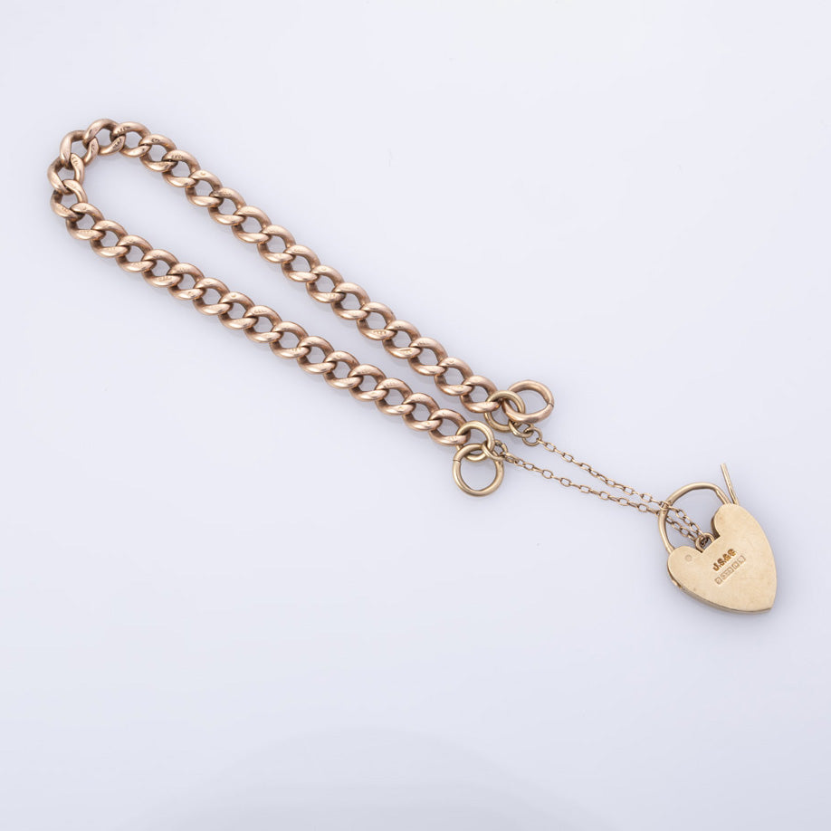 1986 Hallmarked 9k Yellow Gold Heart Bracelet  | 6.25" |