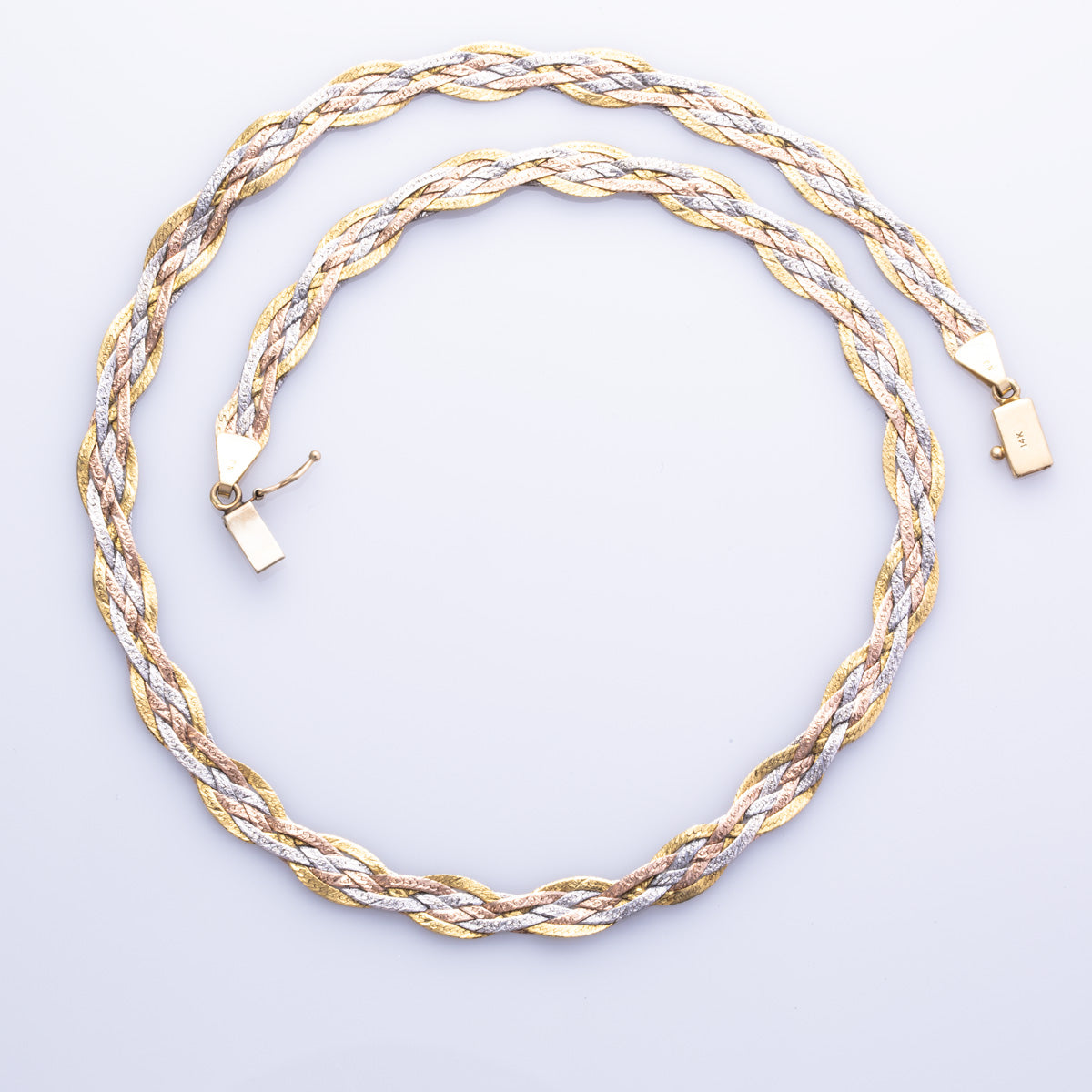 14k Tri-color Yellow White and Rose Gold Chain | 17