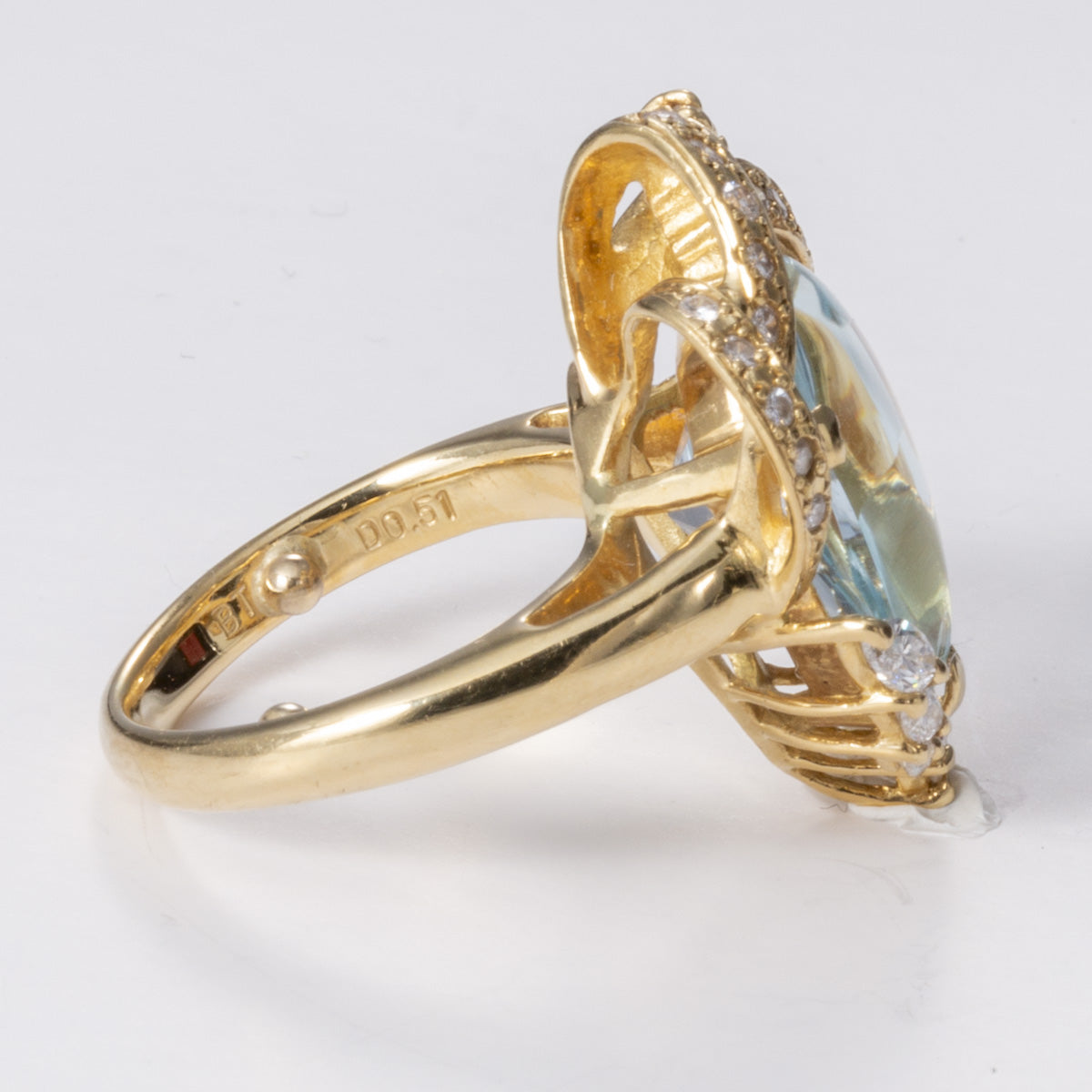 Bague cocktail fantaisie en or jaune 18 carats sertie de diamants | 10,72 ct, 0,51 ct au total | Taille 3,5 