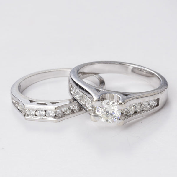 14k White Gold Engagement Diamond Ring and Wedding band set | 1.40 ctw |  Sz 6.25