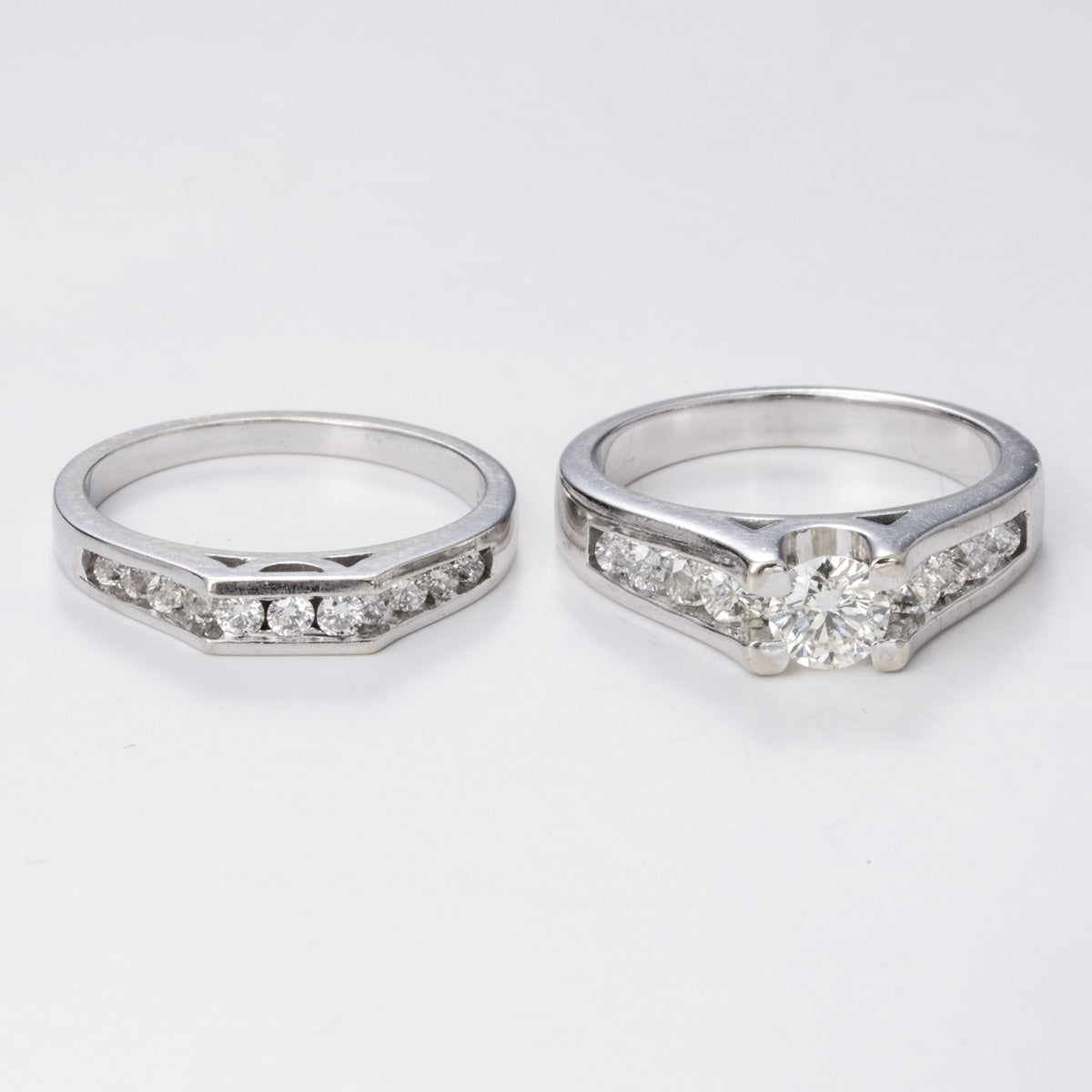 14k White Gold Engagement Diamond Ring and Wedding band set | 1.40 ctw |  Sz 6.25