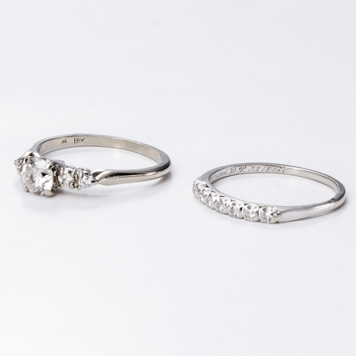 18k Five Diamond Engagement Ring Set | 1.12 VS H/I | Sz 9.25