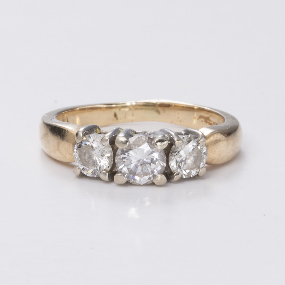 Three Stone Diamond Yellow and White Gold 14k Ring | 1.00ctw | SZ 5.75