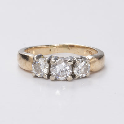 Three Stone Diamond Yellow and White Gold 14k Ring | 1.00ctw | SZ 5.75