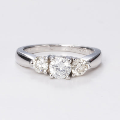 Three Stone Diamond White 14k Gold Ring | 0.46ctw, 0.51ctw | Sz 6