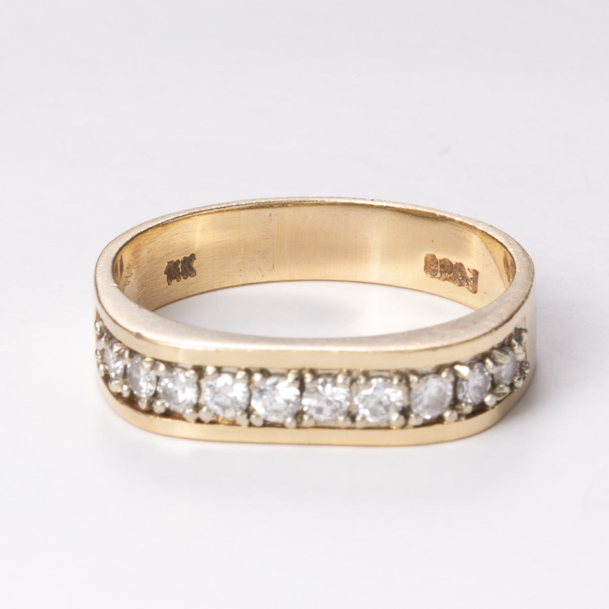 Yellow and White Gold Square Shaped Diamond 14k Band | 0.40 ctw | Sz 9