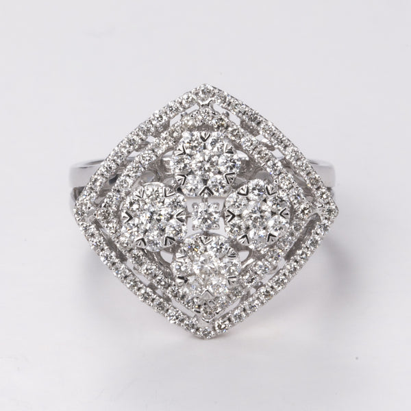 White Gold Flower Cluster Diamond 14k Ring| 1.00ctw | Sz 6.75