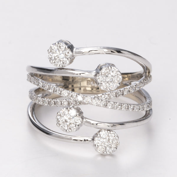 Diamond Multi Layer 14k White Gold Ring | 0.59ctw | SZ 6.75