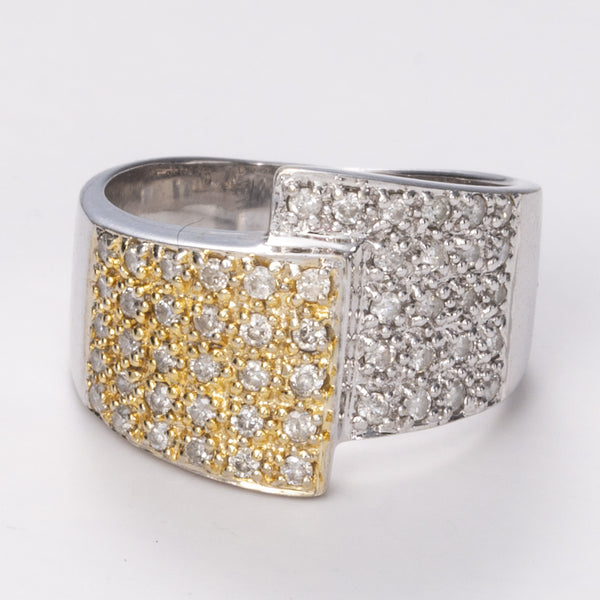 White Gold Overlap Design Diamond 18k Ring| 0.56ctw | Sz 7