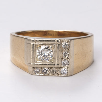 Yellow and White Gold Hand Assembled Diamond 14k Ring| 0.55ctw | Sz 11