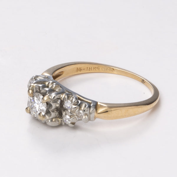 14k and 18k Yellow and White Gold Diamond Ring| 0.23ct, 0.10ctw | Sz 5.25