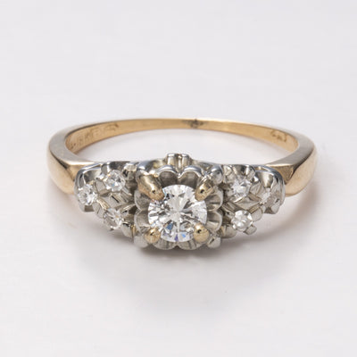 14k and 18k Yellow and White Gold Diamond Ring| 0.23ct, 0.10ctw | Sz 5.25