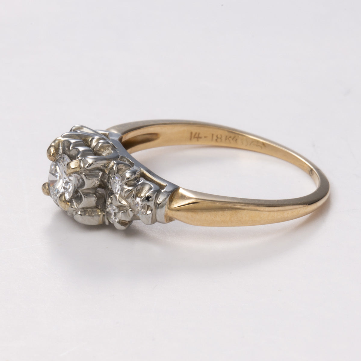 14k and 18k Yellow and White Gold Diamond Ring| 0.23ct, 0.10ctw | Sz 5.25
