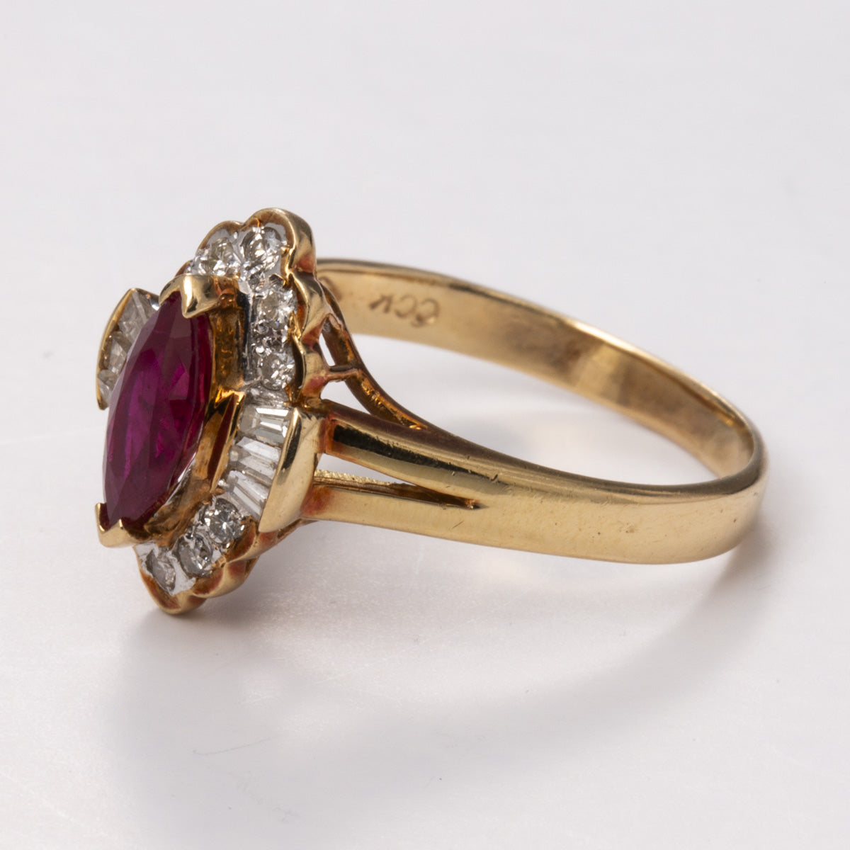 14k Yellow Gold Ruby and Diamond Ring | 0.76ct, 0.27ctw | Sz 6.5