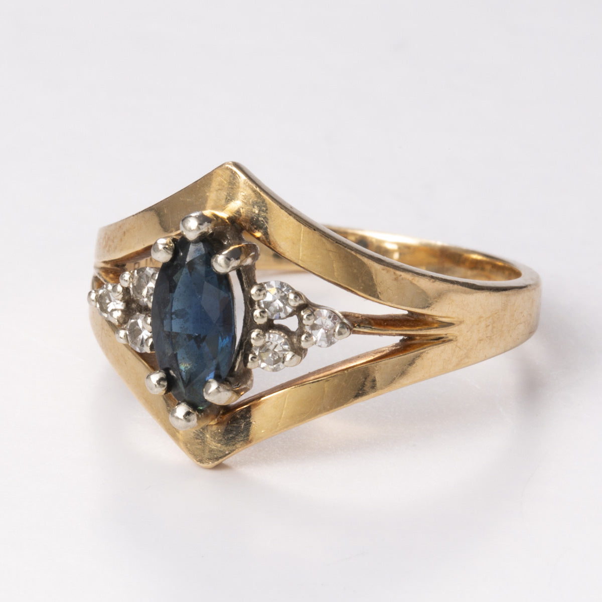 14k Yellow and White Gold Cocktail Diamond Ring | 0.70 ct, 0.10 ctw | Sz 7
