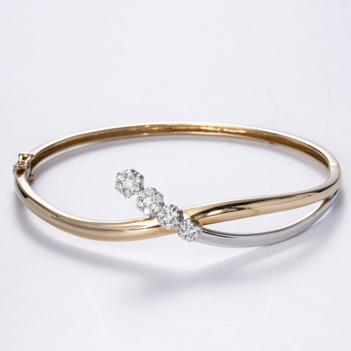 14k Yellow and White Gold Diamond Bangle | 0.57 ctw