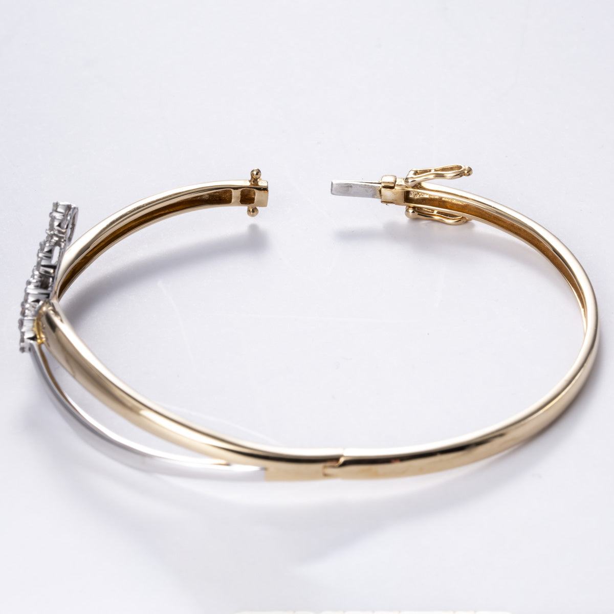 14k Yellow and White Gold Diamond Bangle | 0.57 ctw