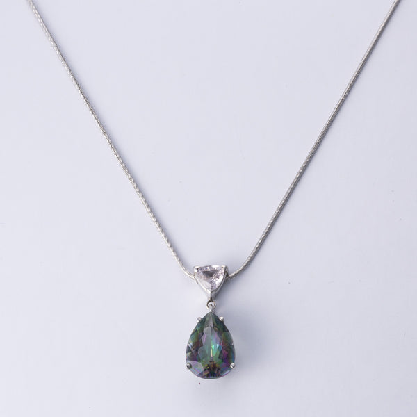 14k White Gold Mystic Topaz and Synthetic Spinel Necklace | 3.10 ct, 0.40 ct | 45.5cm
