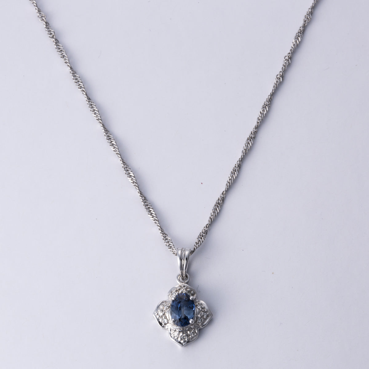 14k White Gold Sapphire Necklace | 0.66 ct, 0.10 ctw | 16"
